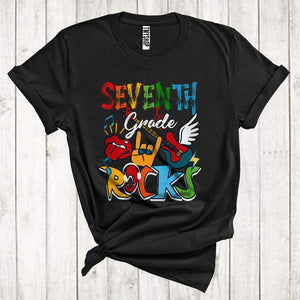 MacnyStore - First Day Of School Seventh Grade Rocks Cool Electric Guitar Music Lover Kid Teacher Group T-Shirt