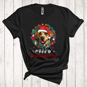 MacnyStore - Santa Labrador With Floral Circle Cool Christmas ASL Hand Sign Language Lover T-Shirt