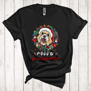 MacnyStore - Santa Maltese With Floral Circle Cool Christmas ASL Hand Sign Language Lover T-Shirt