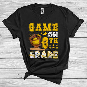 MacnyStore - Games On 6th Grade Funny Softball Team First Day Of School Sports Lover Back To School T-Shirt