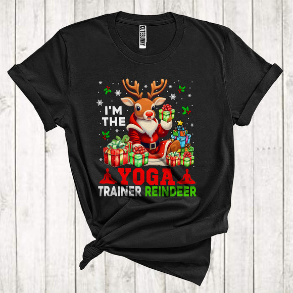 MacnyStore - I'm The Yoga Trainer Reindeer Funny Santa Reindeer Matching Team Christmas T-Shirt