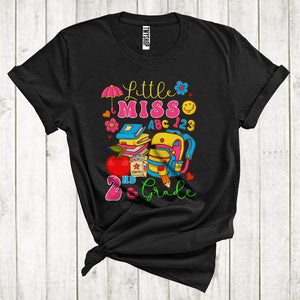 MacnyStore - Miss 2nd Grade Little Girl Cute School Bag Books Back To School First Day Of School T-Shirt