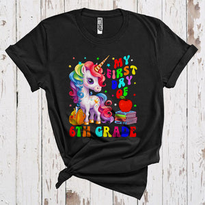 MacnyStore - My First Day of Sixth Grade Back To School Girls 6th Grade Unicorn Magical T-Shirt