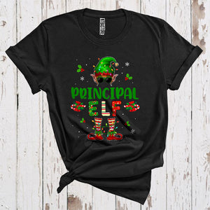 MacnyStore - Principal Elf Cute Christmas Lights Sunglasses Elf Costume Matching Careers Group T-Shirt