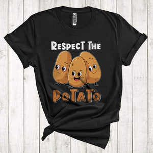 MacnyStore - Respect The Potato Cute Sarcastic Vegetable Potatoes Vegan Lover Matching Couple T-Shirt