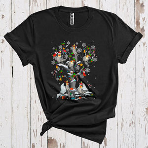 MacnyStore - Santa Reindeer ELF Cockatiels On Tree Cute Bird Lover Christmas T-Shirt