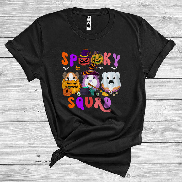 MacnyStore - Spooky Squad Funny Three Witch Pumpkin Ghost Boo Guinea Pigs Halloween Costume Animal Lover T-Shirt