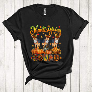 MacnyStore - Thanksgiving Squad Cool Pumpkins Fall Leaf Three Pilgrim Donkeys Animal Lover T-Shirt