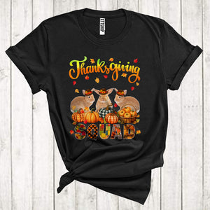 MacnyStore - Thanksgiving Squad Cool Pumpkins Fall Leaf Three Pilgrim Rabbits Animal Lover T-Shirt