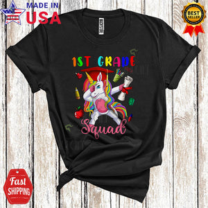 MacnyStore - 1st Grade Squad Funny Cool Graduate Graduation Student Teacher Dabbing Unicorn T-Shirt