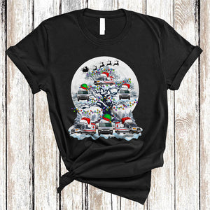 MacnyStore - Ambulance On Christmas Tree, Joyful Santa ELF Reindeer Ambulance Driver, X-mas Lights Moon T-Shirt