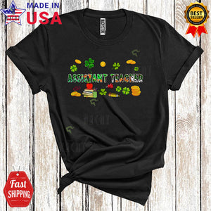 MacnyStore - Assistant Teacher Cool Cute St. Patrick's Day Irish Shamrocks Lover Matching Assistant Teacher Group T-Shirt