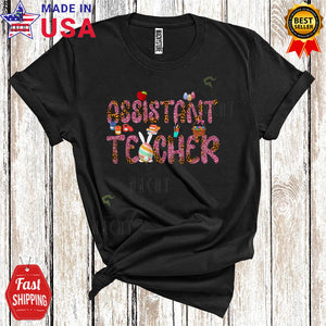 MacnyStore - Assistant Teacher Cute Cool Easter Day Leopard Bunny Egg Hunt Matching Assistant Teacher Group T-Shirt