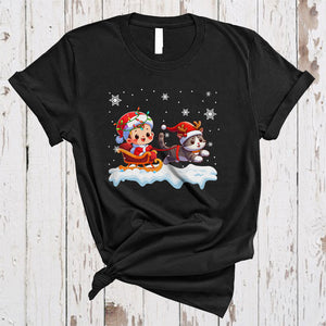 MacnyStore - Baby Riding X-mas Cat Reindeer, Adorable Christmas New Baby Animal, Matching Family Group T-Shirt