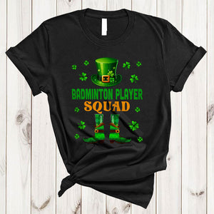 MacnyStore - Badminton Player Squad, Amazing St. Patrick's Day Leprechaun Badminton Player, Shamrocks T-Shirt