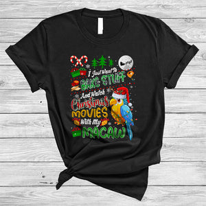 MacnyStore - Bake Stuff And Watch Christmas Movies With My Macaw, Joyful Plaid X-mas Snow, Baker Baking T-Shirt