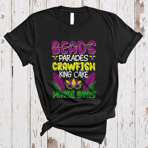 MacnyStore - Beads Parades King Cake, Wonderful Mardi Gras Mask Beads, Parades Team Crew Group T-Shirt