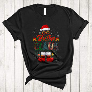 MacnyStore - Brother Claus Cute Lovely Christmas Family Group Xmas Snow Plaid Leopard Santa Lover T-Shirt