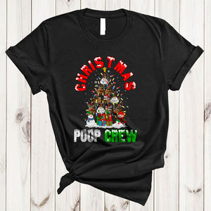 MacnyStore - Christmas Poop Crew, Funny Merry X-mas Lights Tree Poops, Snow X-mas Family Group T-Shirt