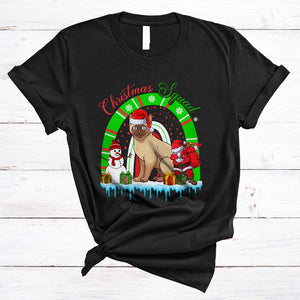 MacnyStore - Christmas Squad, Cute Burmese Cat With X-mas Rainbow, Matching Pajamas Family Group T-Shirt