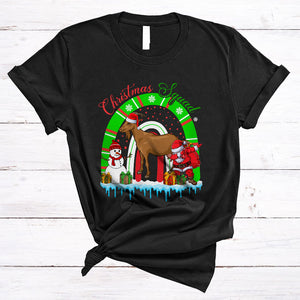 MacnyStore - Christmas Squad, Cute Goat With X-mas Rainbow, Matching Pajamas Family Group T-Shirt