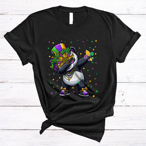 MacnyStore - Dabbing Panda Wearing Mardi Gras Mask Beads, Lovely Mardi Gras Wild Animal, Parades Group T-Shirt