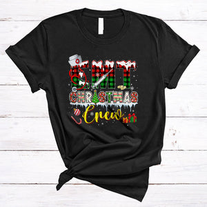 MacnyStore - EMT Christmas Crew, Cool Plaid Emergency Medical Technician Nurse EMT Techs, Christmas Group T-Shirt