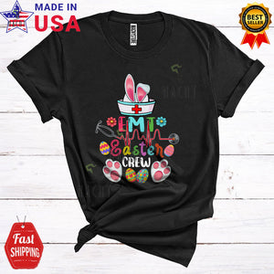 MacnyStore - EMT Easter Crew Funny Cool Easter Day Flowers Bunny Egg Hunt Nurse Nursing Matching Nurse Group T-Shirt