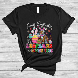 MacnyStore - Easily Distracted By Leopards And Easter Eggs, Awesome Easter Bunny Leopards, Egg Hunt Group T-Shirt