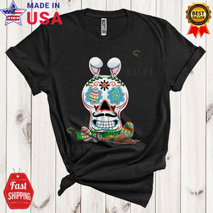 MacnyStore - Easter Bunny Sugar Skull Cool Cute Easter Day Flowers Bunny Sugar Skull Egg Hunt Family Group T-Shirt