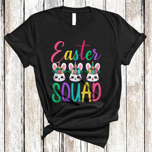 MacnyStore - Easter Squad, Lovely Easter Day Three Bunny Face, Matching Egg Hunt Family Group T-Shirt