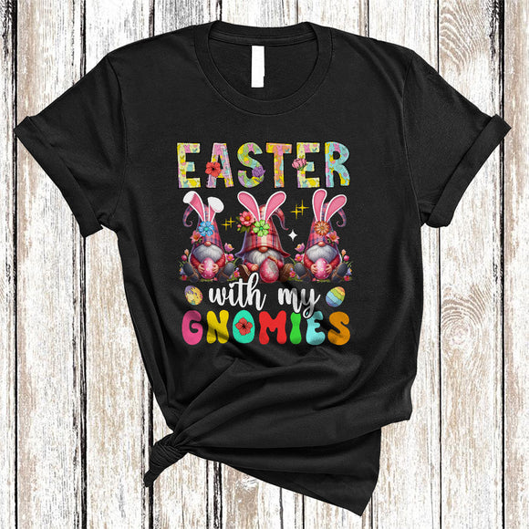 MacnyStore - Easter With My Gnomies, Adorable Easter Day Three Bunny Gnomes, Family Group Egg Hunting T-Shirt