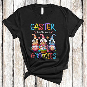 MacnyStore - Easter With My Gnomies, Wonderful Easter Day Three Bunny Gnomes, Egg Hunt Group T-Shirt