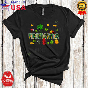 MacnyStore - Firefighter Cool Cute St. Patrick's Day Irish Shamrocks Lover Matching Firefighter Group T-Shirt