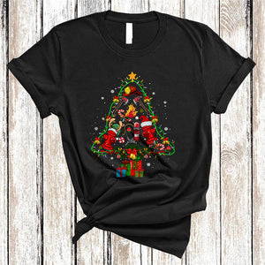 MacnyStore - Firefighter Tools Equipment As Christmas Tree, Joyful X-mas Job Team, Pajama Family Group T-Shirt