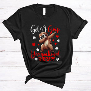 MacnyStore - Get A Grip Occupational Therapy, Joyful Sloth Sunglasses Hearts, Pediatric OT Group T-Shirt