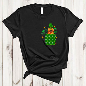 MacnyStore - Golden Retriever Leprechaun In Pocket, Lovely St. Patrick's Day Shamrock, Irish Family Group T-Shirt