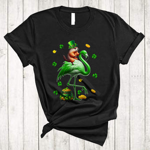 MacnyStore - Groundhog Riding Flamingo, Lovely St. Patrick's Day Groundhog Flamingo Lover, Irish Shamrock Animal T-Shirt