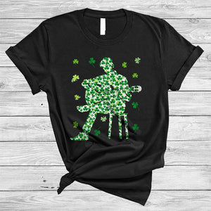 MacnyStore - Guitar Player Shape Shamrock, Joyful St. Patrick's Day Guitar Lover, Lucky Shamrock T-Shirt