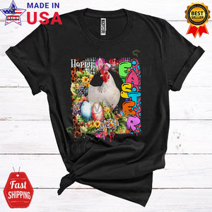 MacnyStore - Happy Easter Cool Cute Flowers Leopard Eggs Hunt Bunny Chicken Farmer Lover T-Shirt