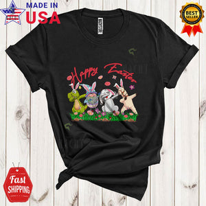 MacnyStore - Happy Easter Cute Funny Easter Day Dabbing Bunny Gnome T-Rex Llama Lover Matching Family Group T-Shirt