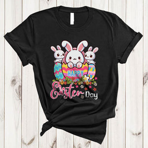 MacnyStore - Happy Easter Day, Adorable Easter Bunny Inside Easter Eggs, Bunny Lover Egg Hunt Group T-Shirt