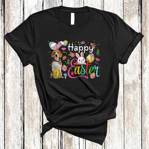 MacnyStore - Happy Easter, Awesome Easter Day Beagle Bunny Ears, Flowers Easter Egg Hunt Group T-Shirt