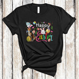 MacnyStore - Happy Easter, Awesome Easter Day Cheetah Bunny Ears, Flowers Easter Egg Hunt Group T-Shirt