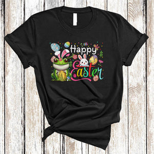 MacnyStore - Happy Easter, Awesome Easter Day Frog Bunny Ears, Flowers Easter Egg Hunt Group T-Shirt