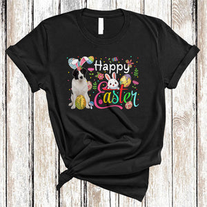 MacnyStore - Happy Easter, Awesome Easter Day Landseer Bunny Ears, Flowers Easter Egg Hunt Group T-Shirt