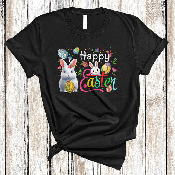 MacnyStore - Happy Easter, Awesome Easter Day Rabbit Bunny Ears, Flowers Easter Egg Hunt Group T-Shirt