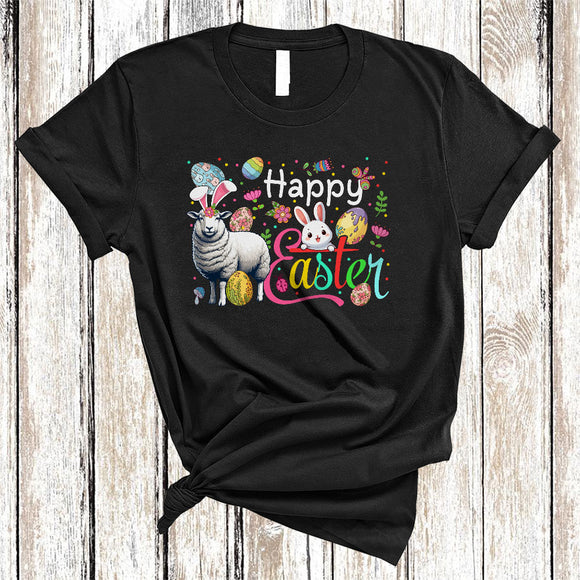 MacnyStore - Happy Easter, Awesome Easter Day Sheep Bunny Ears, Flowers Easter Egg Hunt Group T-Shirt