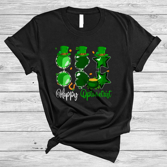 MacnyStore - Happy Optometrist, Awesome St. Patrick's Day Plaid Leopard Glasses Tools, Shamrock Irish Group T-Shirt