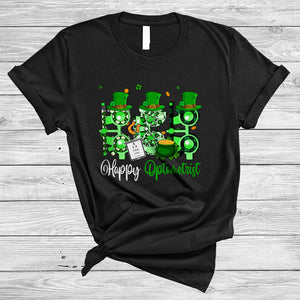 MacnyStore - Happy Optometrist, Awesome St. Patrick's Day Plaid Leopard Optometrist Tools, Shamrock Irish Group T-Shirt